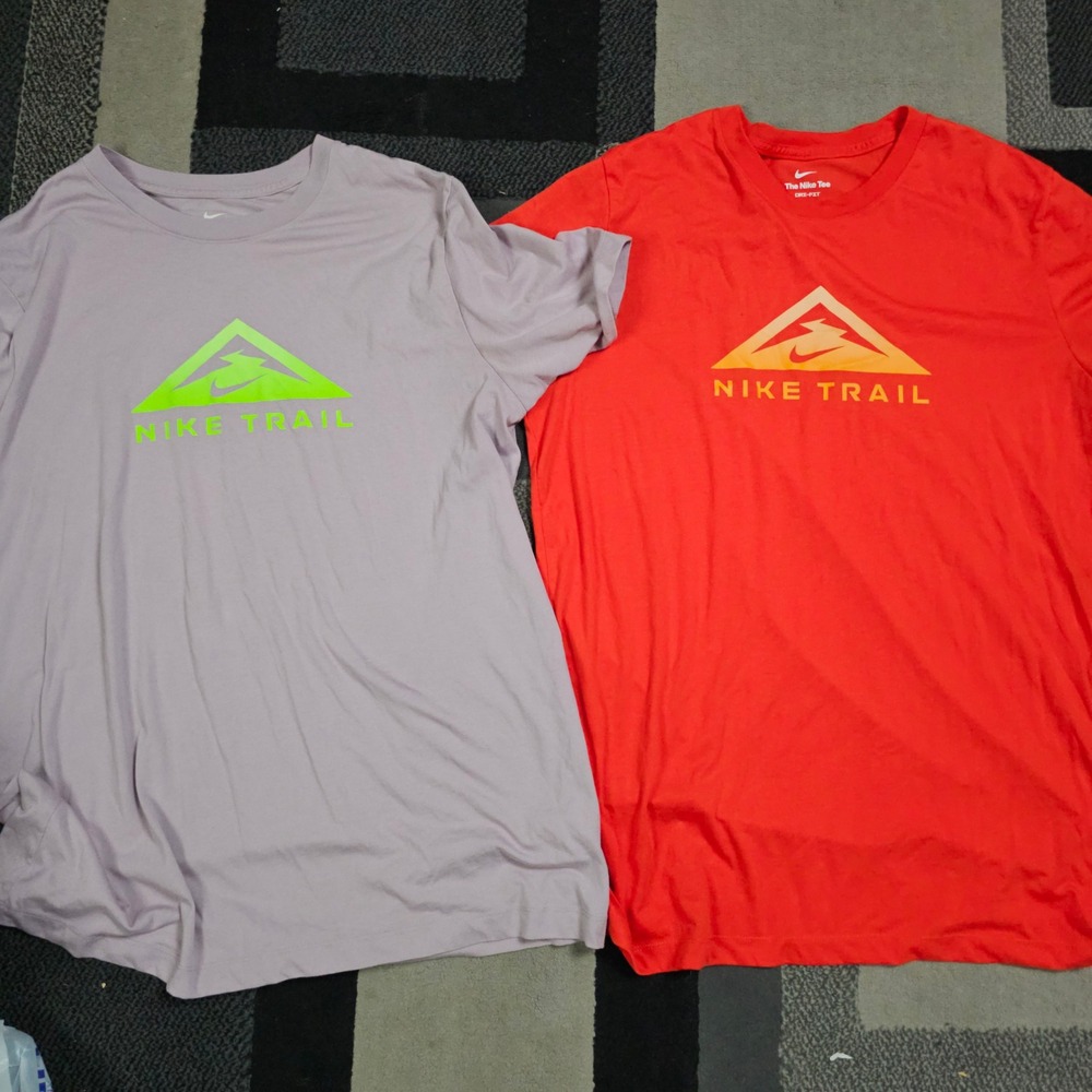 Nike Trail Dri-FIT T-Shirts Mens XLT Orange Purple Excellent
